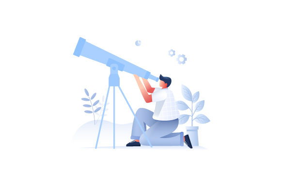 Download Looking Through Binocular Illustration - Illustration Collection