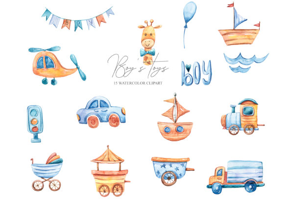 Download Watercolor Cute Boy's World. It's a Boy - Premium Resources